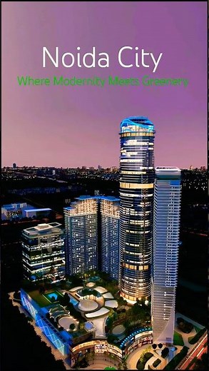 Noida City - Noida City Drone View | Noida Skyline Night View #shorts #noida #skyline #cityview