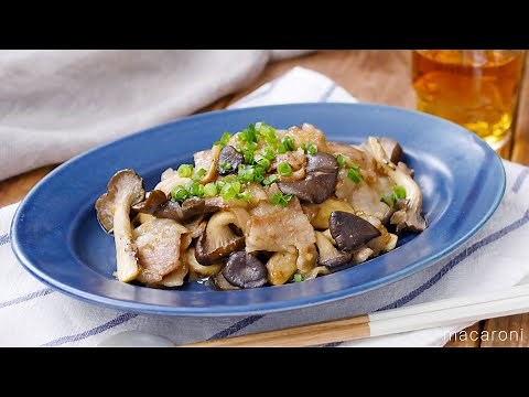 【ひらたけと豚バラのガリバタしょうゆ炒め】旨味の強いひらたけと豚バラで作る炒め物！