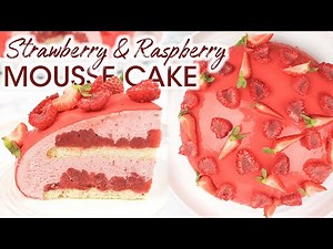 Strawberry & Raspberry Mousse Cake with Easy Mirror Glaze: Entremet Dessert | How To Cuisine