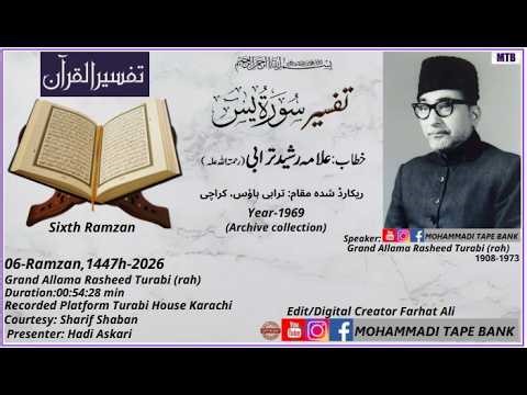 Grand Allama Rasheed Turabi(rah) || 06th-Ramzan,1447h-2026 || Tafseer Surah Yasin