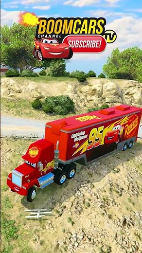 Mack the Truck falling down off the road with Lightning McQueen inside the trailer #shorts