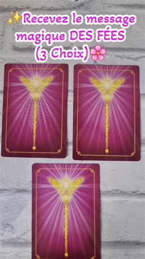 ✨ Recevez le message magique des FÉES (3 Choix) 🌸 Bienvenue dans cette guidance placée sous la protection et la douceur des fées ! 🧚✨ Laissez-vous guider par votre intuition et choisissez l'un des 3 messages pour découvrir la magie que les fées souhaitent infuser dans votre quotidien aujourd'hui. 🕯️ Faites votre choix : 1️⃣ Choix 1 2️⃣ Choix 2 3️⃣ Choix 3 Quel message avez-vous reçu ? Dites-le moi en commentaire ! 👇 ✨ Si cette guidance vous a parlé, n'hésitez pas à liker et à vous abonner po