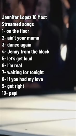 @JLO most streamed songs