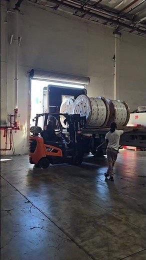Loading a Cable Reel onto a Flatbed Truck | ON4U Logix Warehouse Operation