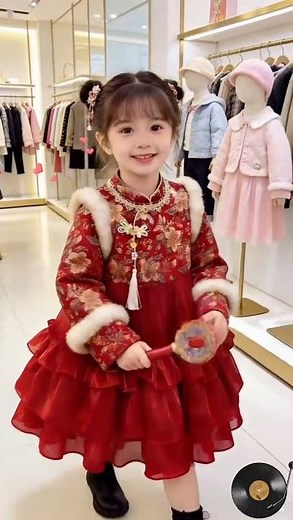 2025 Winter Trend: Traditional Chinese Tang Style Fleece Dress for Girls