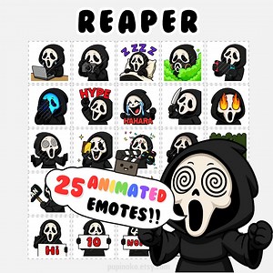 Animated Ghost Twitch Emotes: Halloween Reaper Pack, Stream Assets and Rections (GIF) - Etsy