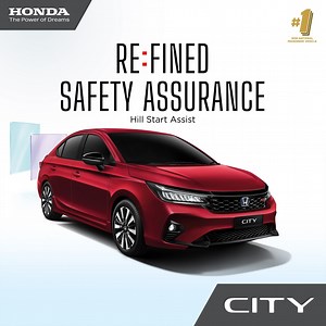 Drive on slopes with confidence! The City comes equipped with Hill Start Assist, preventing your car from rolling backwards when you release the brake on an incline. Find out more at https://www.honda.com.my/model/city. | Honda Malaysia