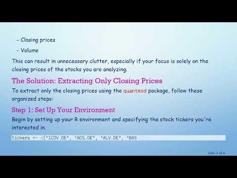 Extracting Only Closing Prices Using Quantmod