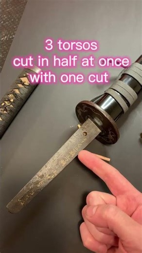 Showing a 5 body cutting test antique Japanese samurai sword