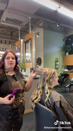 Blonde Hair Color with Iridescent Rainbow Design