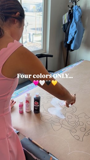 5K views · 1K reactions | 4-color Minnie Mouse banner  White, black, pink, and cream… But wait — are white and black even COLORS??  Someone always starts that debate so let’s go again  Check out my Amazon storefront linked in my bio for my favorite paint and brush  Should I do a Disney 4-color series next?? ✨ | San Diego Party Banner | Facebook