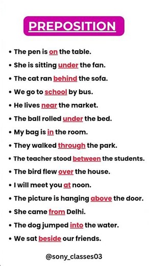 ✨ 15 Easy Preposition Sentences with Examples#english#preposition#yt#short