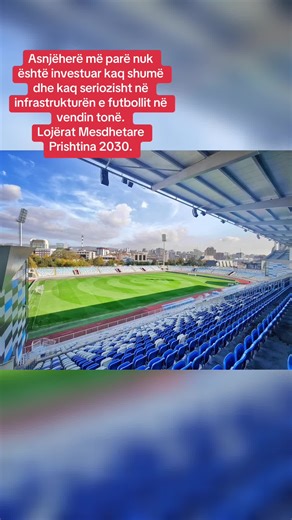 Asnjëherë më parë nuk është investuar kaq shumë dhe kaq seriozisht në infrastrukturën e futbollit në vendin tonë. ⚽️🇽🇰 Po ndërtojmë infrastrukturë moderne që u shërben brezave të rinj, klubeve vendore, përfaqësueses sonë dhe ngjarjeve të mëdha ndërkombëtare, si Lojërat Mesdhetare Prishtina 2030. Të përfunduar dhe në realizim: 🔹️ Stadiumi “Fadil Vokrri”, Prishtinë 🔸️ Stadiumi “Liman Gegaj”, Malishevë 🔸️ Stadiumi “Adem Jashari”, Mitrovicë 🔹️ Stadiumi i qytetit, Shtime 🔸️ Stadiumi i qytetit,