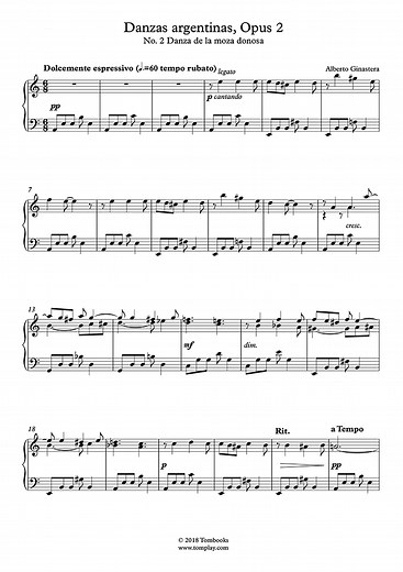 Danzas argentinas, Opus 2 - No. 2 Danza de la moza donosa (Ginastera) - Piano Sheet Music