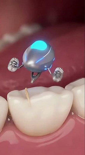 The Entire Process of Millimeter-Sized Future Microbots Cleaning Between Teeth!