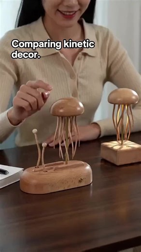 ✨ This handmade jellyfish moves like magic 🐛💧 | My new obsession for my living room! #HomeDecor #WoodenArt #JellyfishAutomaton #TikTokMadeMeBuyIt #KineticArt