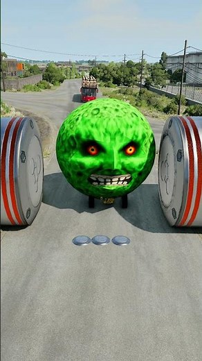 Long Colourful Capsule Buses vs Hydraulic Crush - BeamNG.drive
