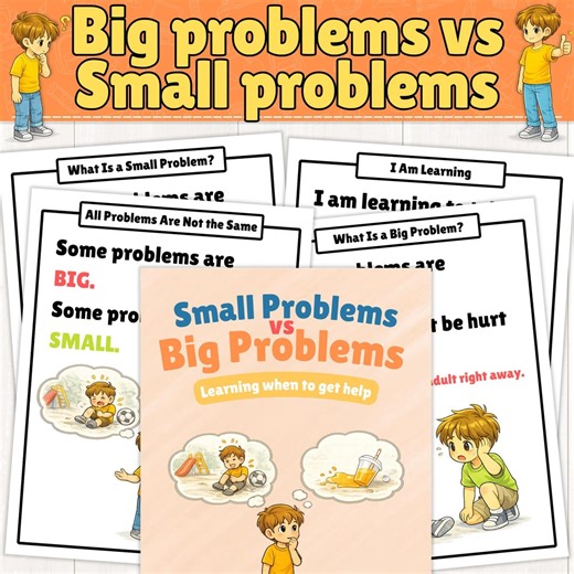 Big vs Small Problem Social Story | Size of the Problem | Sorting Activity | Instant Download