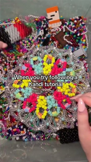 Trying a Kandi Tutorial 😭 #kandi #kandikid #beads #bracelet