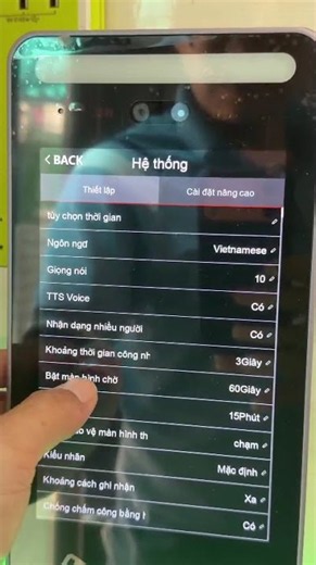 Cách cài đặt chế độ Chạm vào màn hình để chấm công