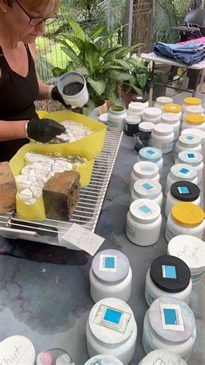 17K views · 481 reactions | Phew … what a session. 3 hours. 48 pieces dyed. 16 bags of ice. 3 podcasts listened to. 1 coffee. Time for all this fabric to batch and bond with the dye while the ice melts. Time for me to eat and increase my caffeine intake before heading to the studio.  #sewcialdyes #tiedyeaustralia #fabricartist #handdyed #icedyedbedding | Sewcial Dyes - Fabric Artist | Facebook