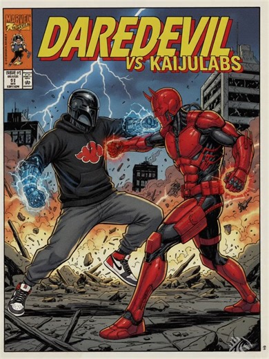 AĒON COLLABS on Instagram: "𝓓𝓐𝓡𝓔𝓓𝓔𝓥𝓘𝓛 • 3 • AĒON Member’s explored a Daredevil concept, in a way they desired - more #aeoncollabs on the way. • Members • @rodesca_royan - 1 @sin.thehatcat - 2,5 @lala_tennhunny - 3,6,8,10 @rhubarbes_collabs / @rhubarbes_lab - 4 @kaijulabs.ai - 7,9 @aeoncollabs - 11 :: #aeoncollabs #aigroupcollab #daredevilcomics #comics"