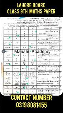 9th class Maths solved Mcqs Lahore Board Group 2 Paper 2026