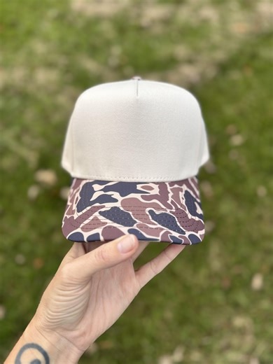 Blank Camo Trucker Hat: Cream Crown, DIY Embroidery Snapback - Etsy