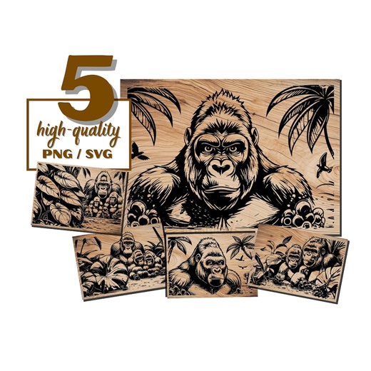 Gorilla SVG PNG Bundle | Animal Graphics | Rustic Clipart | Vintage Design | Sublimation & Cricut | Set No.13 - Etsy