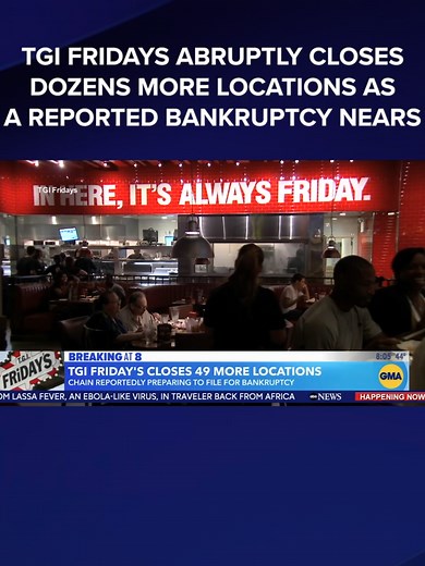 Nearly 50 locations of TGI Fridays abruptly closed within the past week, an ominous sign for the chain as a reported bankruptcy looms.