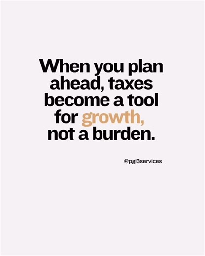 PGL3 Services | Accounting, Finance, and Business Solutions on Instagram: "Most business owners fear taxes because they react at the last minute. But smart planning turns taxes into leverage. Here is how planning works in your favor: • Know your numbers early so nothing catches you by surprise • Track income and expenses monthly using solid bookkeeping • Set aside money based on your projected tax bill • Use legal deductions and credits that lower what you owe • Meet with a tax professional befo