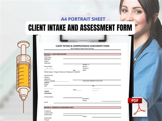 Home Care Client Intake Form | Non-medical Assessment (printable PDF, Word, Excel) - Etsy Canada