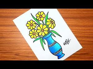 How To Draw Flower Vase | ফুলদানি ড্রয়িং | Vase Drawing With Pastel Colours For Beginners |