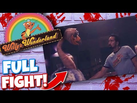 Willys Wonderland (2021) Full Clip of Nic Cage VS Ozzie Ostrich!! (VOICE REVEAL)