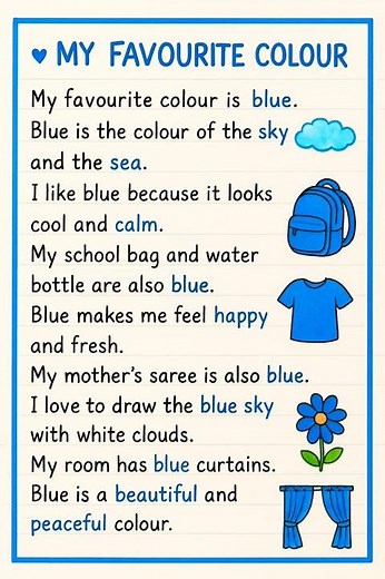 my favourite colour 💙/ points about my favourite colour/ Short note about my favourite colour/ blue|