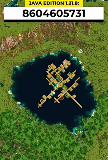 Perfect lake village Minecraft seed | Scenic survival world with water village spawn