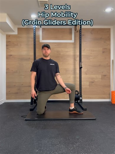 3 Levels - Hip Mobility- Groin Gliders Edition 😤 Alright fam… if your hips feel like beef jerky every time you squat, this one’s for you. (I know that doesn’t really make sense, but it sounds funny so I’m rolling with it) Remember that we’re not just “stretching.” We’re teaching your muscles how to work in length. And just like strength training, Mobility training requires progressive overload. So here are a few progressive variations we would use to build up the Groin Gliders! Level 1: Basic G