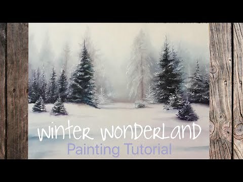 Snowy Pine Tree Oil Painting Landscape Tutorial - By Artist, Andrea Kirk | The Art Chik
