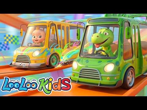 Wheels on the Bus - Racing Adventure + Surprise Eggs - Nursery Rhymes & Kids Songs - LooLoo Kids