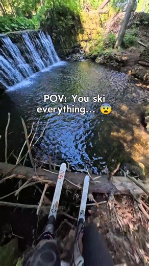😭 Jumping into the river... on skis #ski #skiing #snowboarding