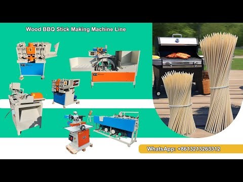 Wood BBQ Stick Making Machine Line With Skewer Stick Sharpening and Packing Machine
