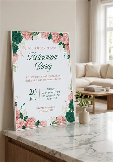 Retirement Party Invitation Template - Floral Garden Invite - Editable Canva Digital Download - Elegant Farewell Party - Etsy