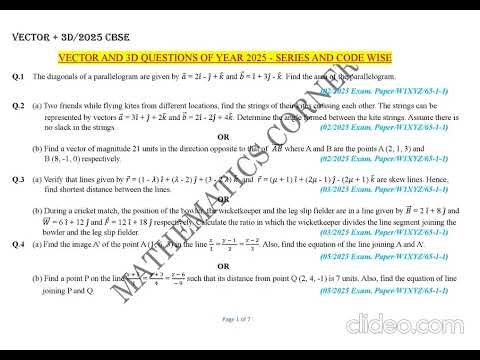 🚨VECTOR ALGEBRA + 3D GEOMETRY PYQ 2025 CBSE 💯#education #vector