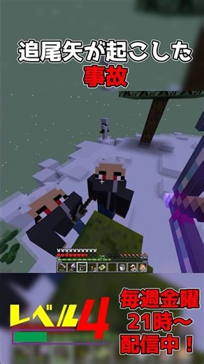 追尾矢が起こした事故 #shorts #レベル4 #マインクラフト
