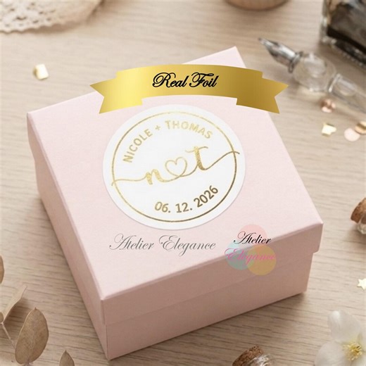 Foil Label, Round Labels, Custom Wedding Label, Any Initials Names Date, Envelope Labels, Stickers, Customized, Engagement, Gold Foil,cnd14a - Etsy