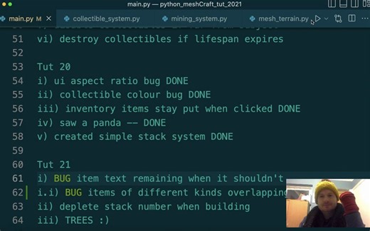 Python Minecraft with Ursina_ trees and inventory bug fixes - part 21