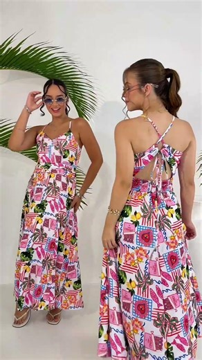 Vestido Feminino Longo Teen Tropical Alto Verão