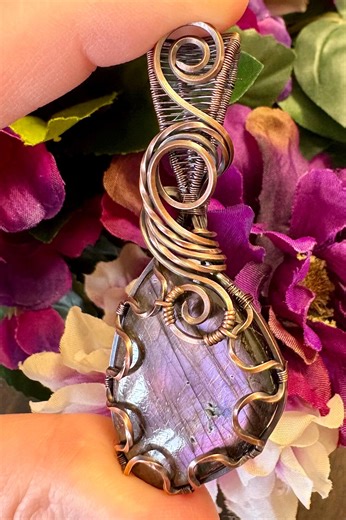 Wire Wrapped Labradorite Pendant: Oxidized Copper Wire - Etsy
