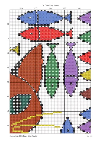 Katze Kreuzstich Muster PDF Animal Art Orange Katze Fisch Design Chart - Etsy.de