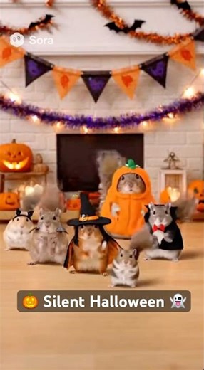 動物たちの無言のハロウィン⑤ #aiart #aivideo #myuverse #silenthalloween #sora #shorts @Myuverse